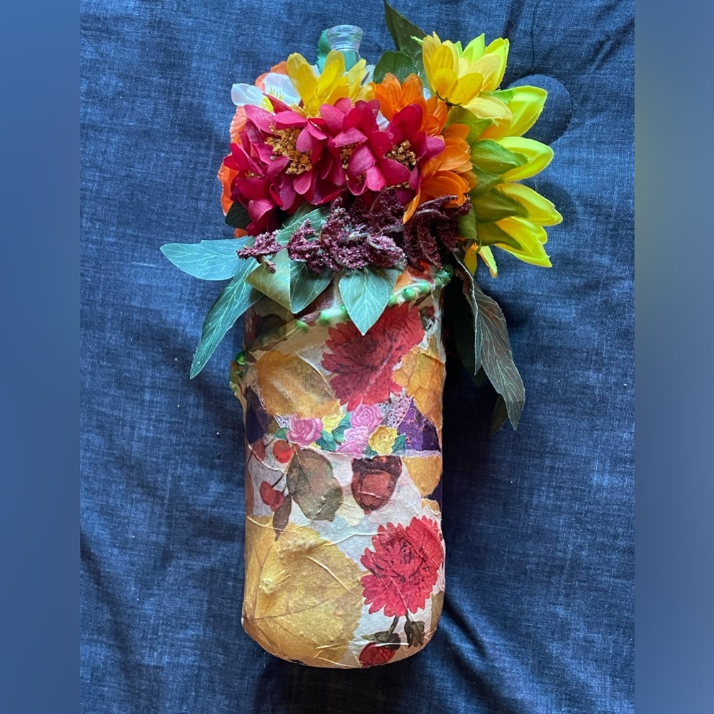 Fall/Thanksgiving up cycled bottle art